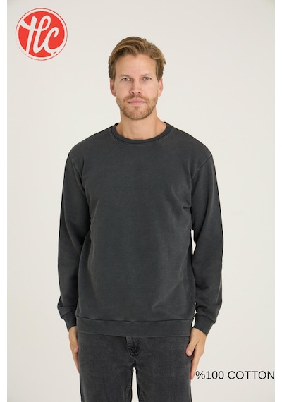 Kly Unisex Relax Fit Rahat Kesim %100 Pamuklu Yumuşak Dokulu Şardonsuz Bisiklet Yaka Sweatshirt Füme Kly Unisex Relax Fit Rahat Kesim %100 Pamuklu Yumuşak Dokulu Şardonsuz Bisiklet Yaka Sweatshirt Füme