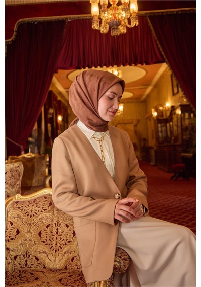 Silk Home Monogram Pamuk İpek Eşarp 130001-22 Çikolata Kahve