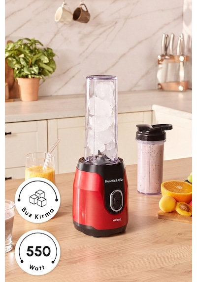 Blendfit Go Personal Kişisel Smoothie Blender Çift Hazne Kırmızı 600ml & 400m