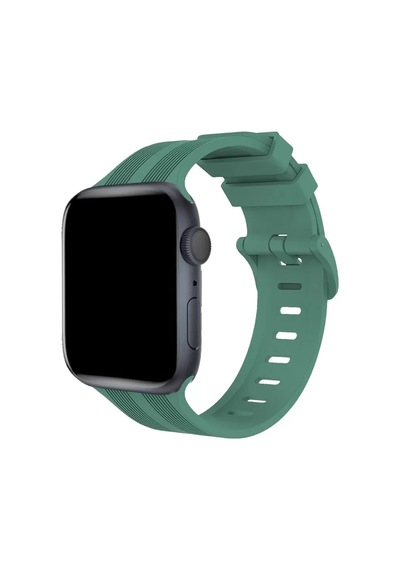 Newface Apple Watch 38mm Kr408 Çizgili Silikon Kordon - Yeşil Diğer