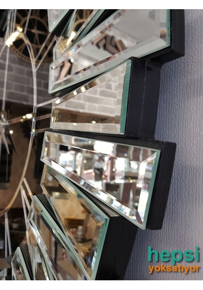 Güneş Silver Black Gümüş Siyah 85 Cm Dekoratif Aynalı Duvar Saati