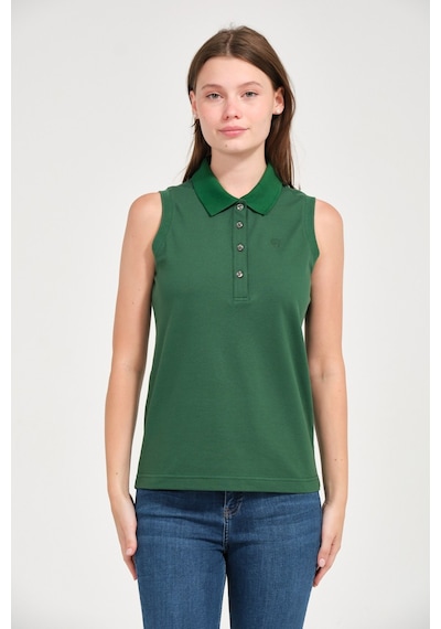Kadın Regular Fit Kolsuz Polo Yeşil