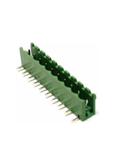 10 Pin Geçmeli Klemens 90' Erkek 5.08mm Yeşil