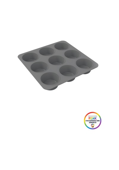 Silikon Muffin Kalıbı 9 Gözlü Kek Cupcake Kalıbı Platinum Fırın Kalıbı 25 Cm Çok Renkli