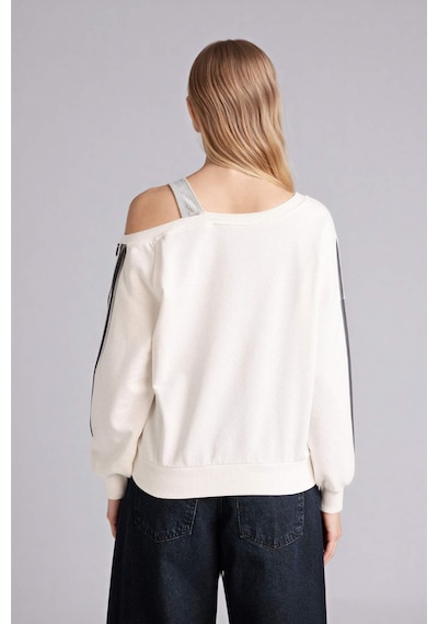 Defacto Kayık Yaka Baskılı Sweatshirt G9614ax26spwt32 Beyaz-wt32