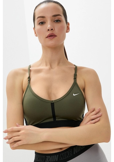 Nike Dri Fit Indy V Neck Light Support Womens Bra Khaki Kadın Sporcu Sütyeni Haki Haki