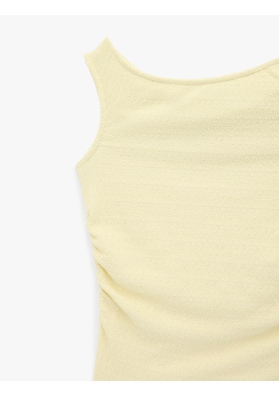 Koton Asimetrik Drapeli Kolsuz Slim Fit Bürümcük Kolsuz Bluz Sarı 6sal30097ık Sarı