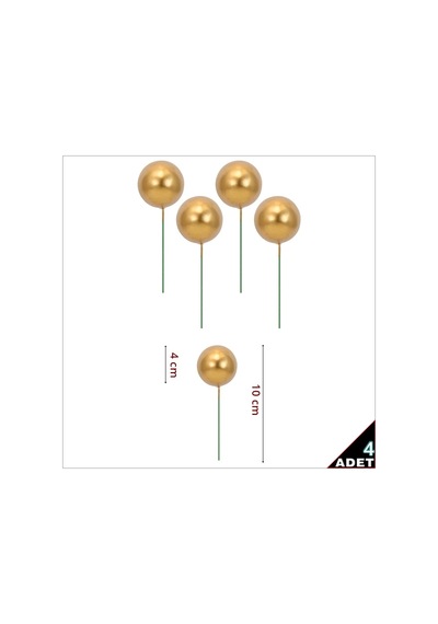 Çubuklu Süsleme Topu, 4cm X 4 Adet - Altın