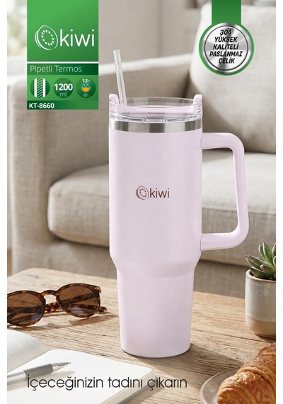 Kiwi Kt-8660 Pipetli Termos Bardak 1,2 Lt Pembe Pempe