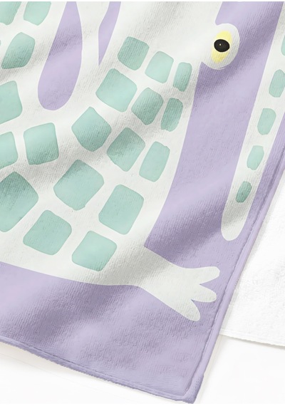 Timsah Figürlü Çocuk Plaj Havlusu - Modern Pastel Lila Unisex Hızlı Kuruyan Mikrofiber Havlu Yumuşak Kanyon