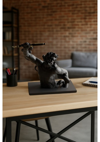 3d Dekoratif Antik Kalem Tutucu Heykel Avangard Ofis Masaüstü Aksesuar, Sanatsal Hediyelik 14x14 Cm