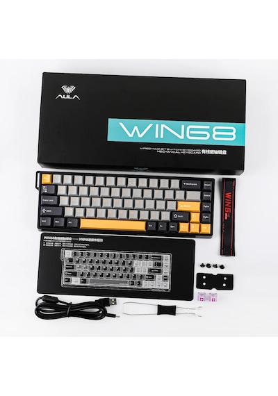 Aula Win68 He Max Manyetik Klavye Rapid Trigger Wing Chun Switch 8000hz Rgb Tkl Hot Swap Oyuncu Klavyesi Sarı