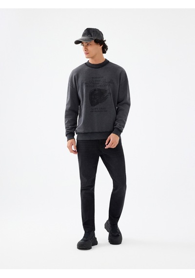 Oversize Fit Erkek Sweatshirt Antrasit