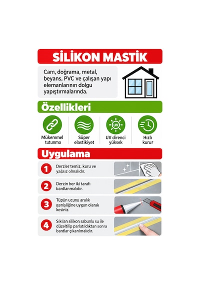 Silikon Mastik 40 Ml Şeffaf Universal Suya Dayanıklı Hızlı Kuruyan Silikon