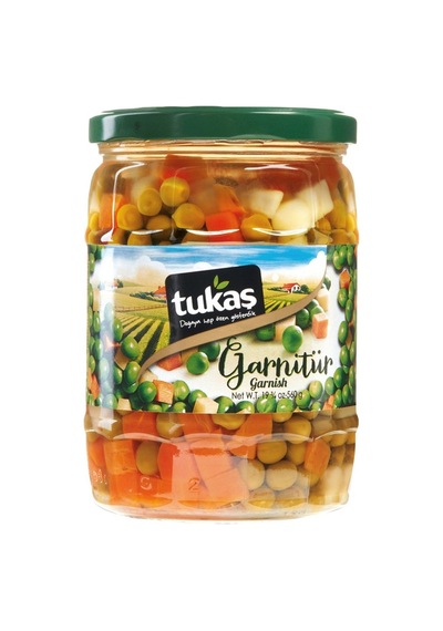 Tukaş Garnitür 560g Cam Kavanoz Havuç Bezelye Patates Konserve 4'li Avantaj Paketi - 4 Adet Tarı