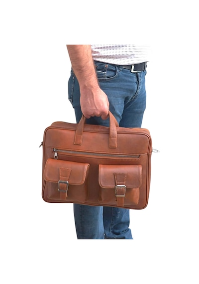 Lederax Hakiki Deri Evrak Portföy Laptop Çantası Ld479 Kahverengi
