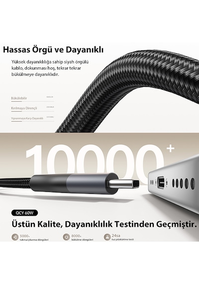 Type-c Şarj Kablosu 60w 1.2 Metre Halat Örgü 480mbps Kırılmaz Bükülmez Data Kablosu Dc21 Type C Kablo