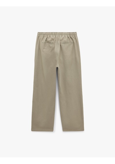 Koton Pamuk Keten Karışımlı Bol Loose Fit Beli Bağcıklı Yazlık Pantolon Gri 6sam40160hw