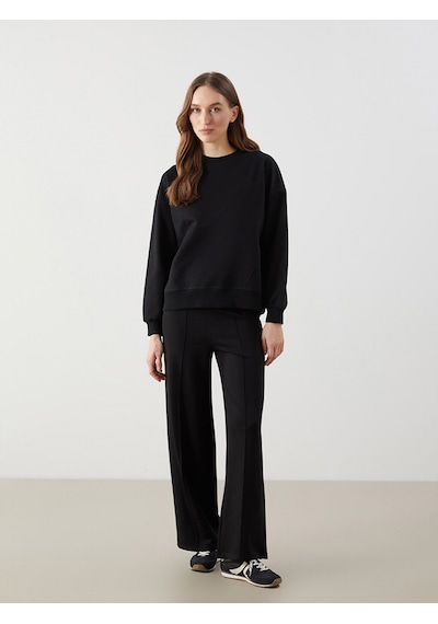 Lcw Modest Siyah Bisiklet Yaka Oversize Kadın Tesettür Sweatshirt