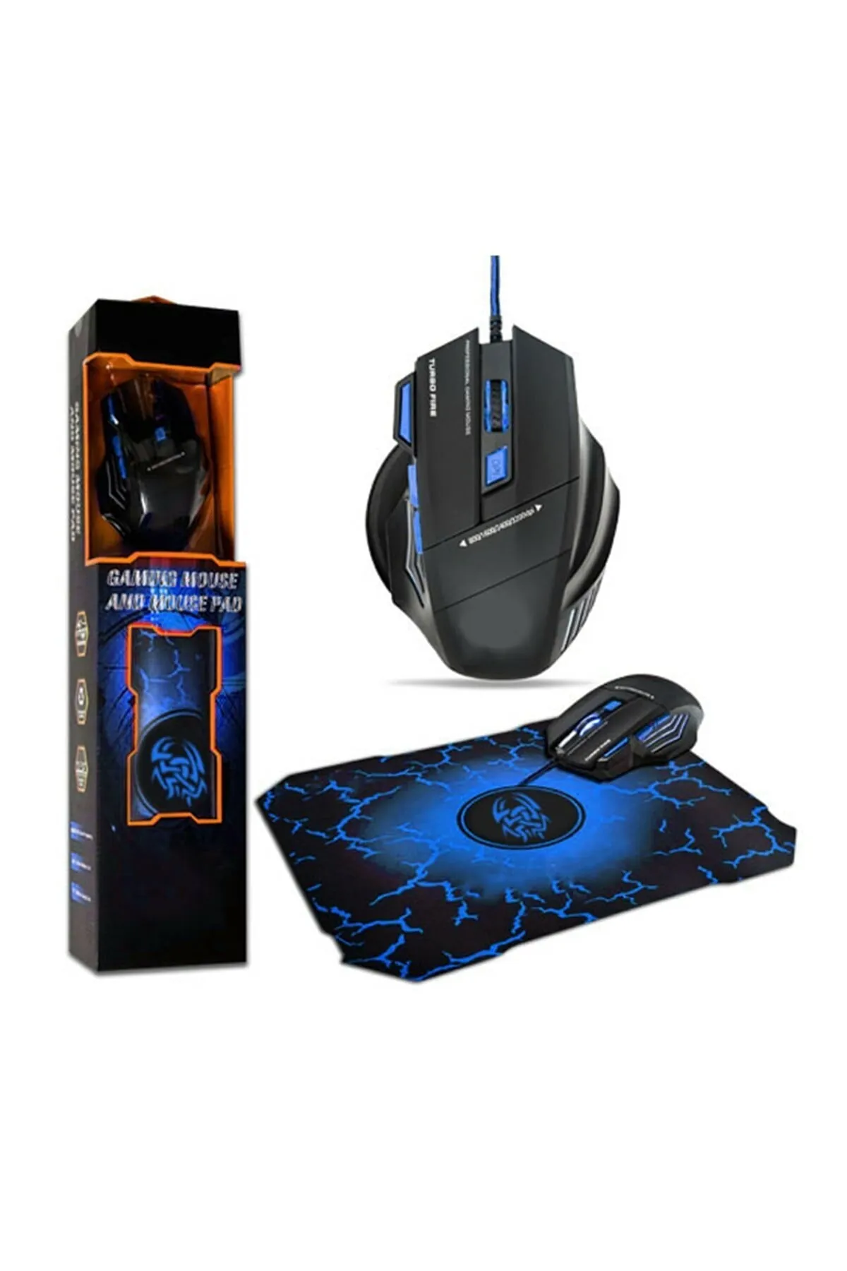 Abatech Oyuncu Rgb'li Mouse + Mouse Pad Seti Mavi X7