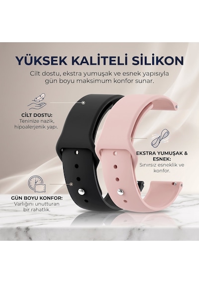 Caseonn Samsung Galaxy Uyumlu Watch 6 44mm Kordon Esnek Spor Silikon Kayış Pudra