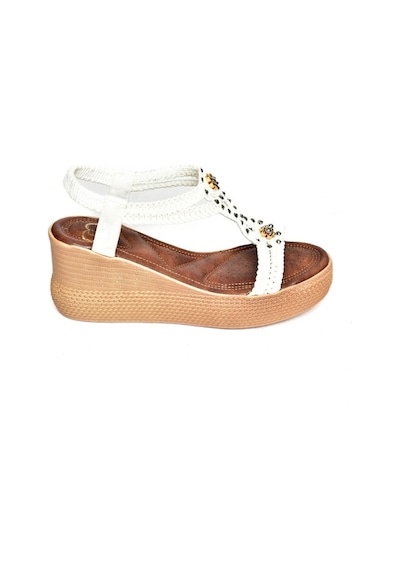 Fox Shoess258188009 Beyaz Dolgu Tabanlı Kadın Sandalet Beyaz