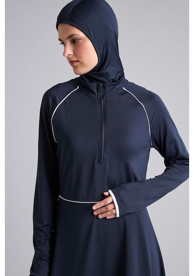 Defacto Regular Fıt 4lü Beyaz Biyeli Lacivert Burkini Mayo G8873ax26smnv31 Lacivert-nv31