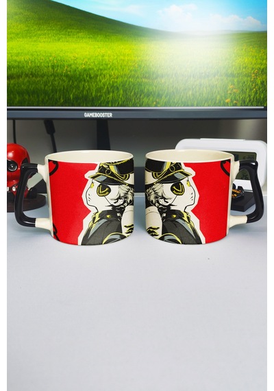 Persona 5 Baskılı Seramik Lüks Kupa 1 Adet Özel Siyah Kulp Dalga Kulp V5d Çok Renkli