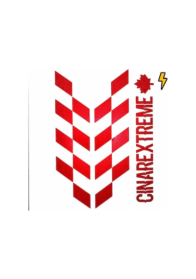 Reflektif Kırmızı Damalı Kask Motosiklet Sticker Takımı Çınar Extreme