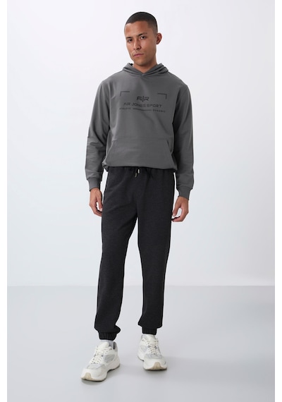 Tommy Life Antrasit Melanj Yüzeyi Dokulu Standart Fit Erkek Eşofman Alt - 82156 Antrasit - Melanj