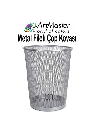 Gümüş Gri Çöp Kovası Paslanmaz Çelik Fileli 1 Adet Ofis Büro Okul Çöp Kovası Metal Delikli Kolay Kullanım Gümüş Gri