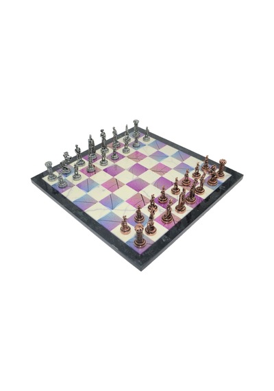 Gifthome Metal Satranç Takımı / Seti Orta Boy, İngiliz Figürlü, Antik Satranç Taşı Ve Mdf, Bahar Desenli Satranç Tahtası