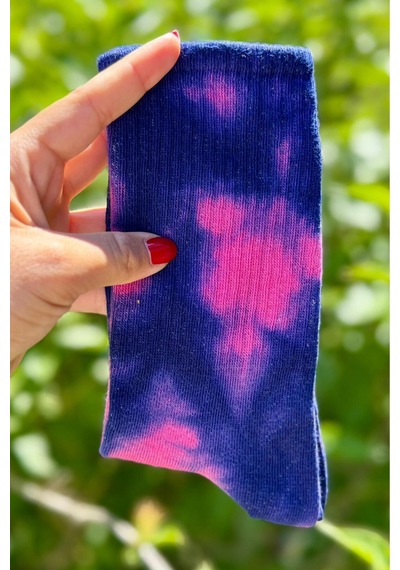 Lousocks Unisex Mor Batik Desenli Soket Spor Çorap