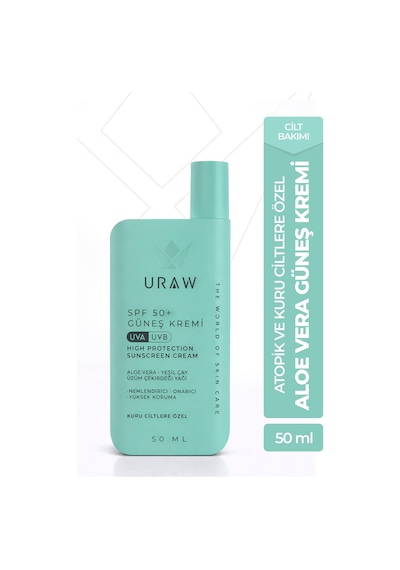 Uraw Aloe Vera Kuru Atopik Ciltlere Özel Doku Yenileyici Güneş Kremi SPF50+ 50 ML