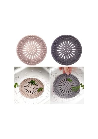 Yuvarlak Silikon Süzgeç 12 Cm Lavabo Ve Küvet Süzgeci, Lavabo Tıkacı Gri Renk 1 Adet M-140 Silikon Diğer