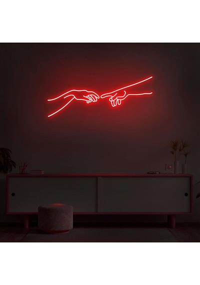 Hand Of God Figürlü Neon Tabela Kırmızı