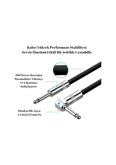 Gitar Jack Kablosu 10m - 32,8ft Düz/l Elektro Akustik Bas Bağlama Keman Amfi & Mixer Uyumlu Jak Kablo