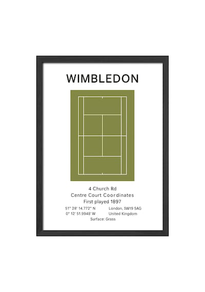 Wimbledon Siyah Ahşap Çerçeveli Poster, Dekoratif Tenis Duvar Tablosu