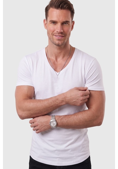 Rizzup Beyaz Erkek Slim Fit Derin V Yaka Basic Tişört %90 Pamuk Likralı Asimetrik Kesim 2602265 Rizzup Beyaz Erkek Slim Fit Derin V Yaka Basic Tişört %90 Pamuk Likralı Asimetrik Kesim 2602265