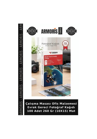 Çalışma Masası Ofis Malzemesi Evrak Gereci Fotoğraf Kağıdı 100 Adet 260 Gr 10x15 Mat