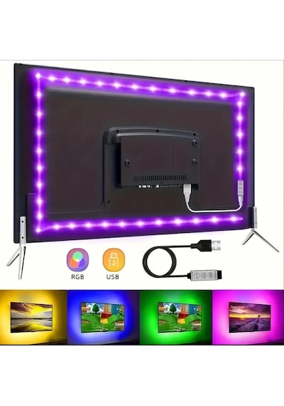 Mighty 5 Metre Usb Kumandalı Rgb Telefon Kontrollü Mutfak Dolabı Tv Arkası Animasyonlu Şerit Led Parti