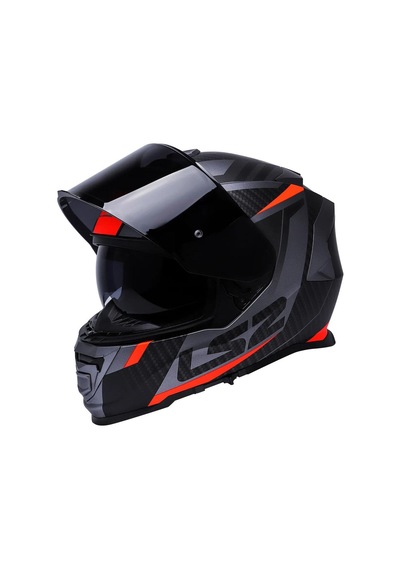 Şeffaf + Siyah Vizörlü + Ls2 Storm 2 Racer Kapalı Motosiklet Kaskı Mat Titanyum - Turuncu