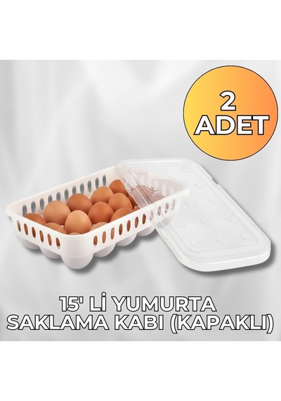 Yumurta Saklama Kabı 15'li 2 Adet, Steril Yumurtalık, Kapaklı Yumurta Organizeri Çok Renkli