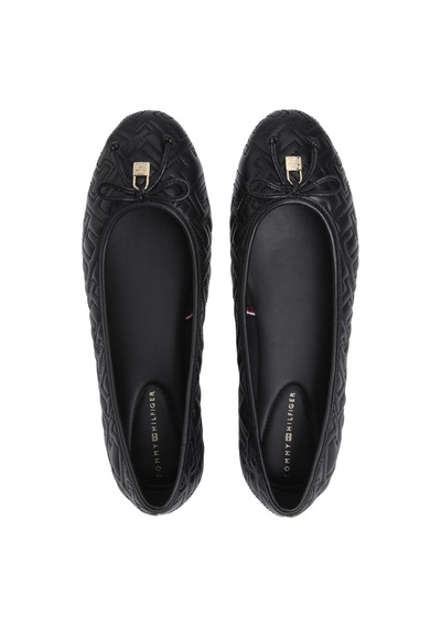 Tommy Hilfiger Th Quılted Ballerına Kadın Siyah Babet - Fw0fw09264