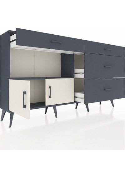Arges Konsol Tek Raflı 4 Çekmeceli 2 Kapaklı 176x30x99 Antrasit-a Antrasit-aytaşı/antrasit Arges Konsol Tek Raflı 4 Çekmeceli 2 Kapaklı 176x30x99 Antrasit-a Antrasit-aytaşı/antrasit