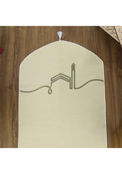 El Kuba Lüks Astarlı Biyeli Seccade Krem 66x125cm 565 Gr Çok Renkli