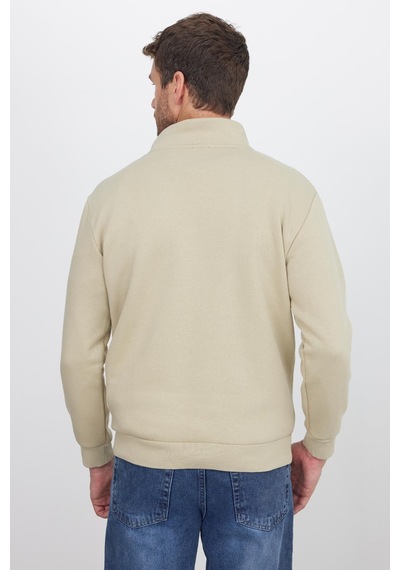 Tudors Unisex Relax Fit Rahat Kesim Pamuklu İçi Polarlı Yarım Fermuarlı Bej Dik Yaka Sweatshirt-35155 Bej Tudors Unisex Relax Fit Rahat Kesim Pamuklu İçi Polarlı Yarım Fermuarlı Bej Dik Yaka Sweatshirt-35155 Bej