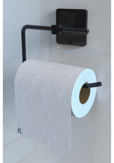 Karteya Yapışkanlı Siyah Yuvarlak Havluluk Wc Kağıtlık Ve 2 Kancalı Askılık Banyo Mutfak 3'lü Set Siyah