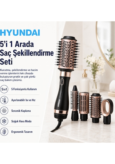 Elektrikli Fırça 5-in-1 Saç Kurutma & Düzleştirici-1438