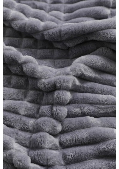 Merinos Modern Line 2 Parça Battaniye Seti - Koyu Gri